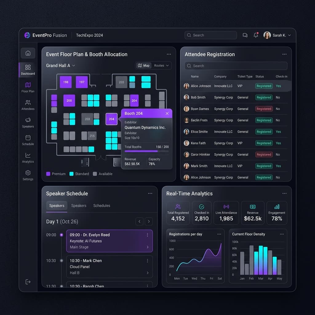 المعارض والمنتديات dashboard preview