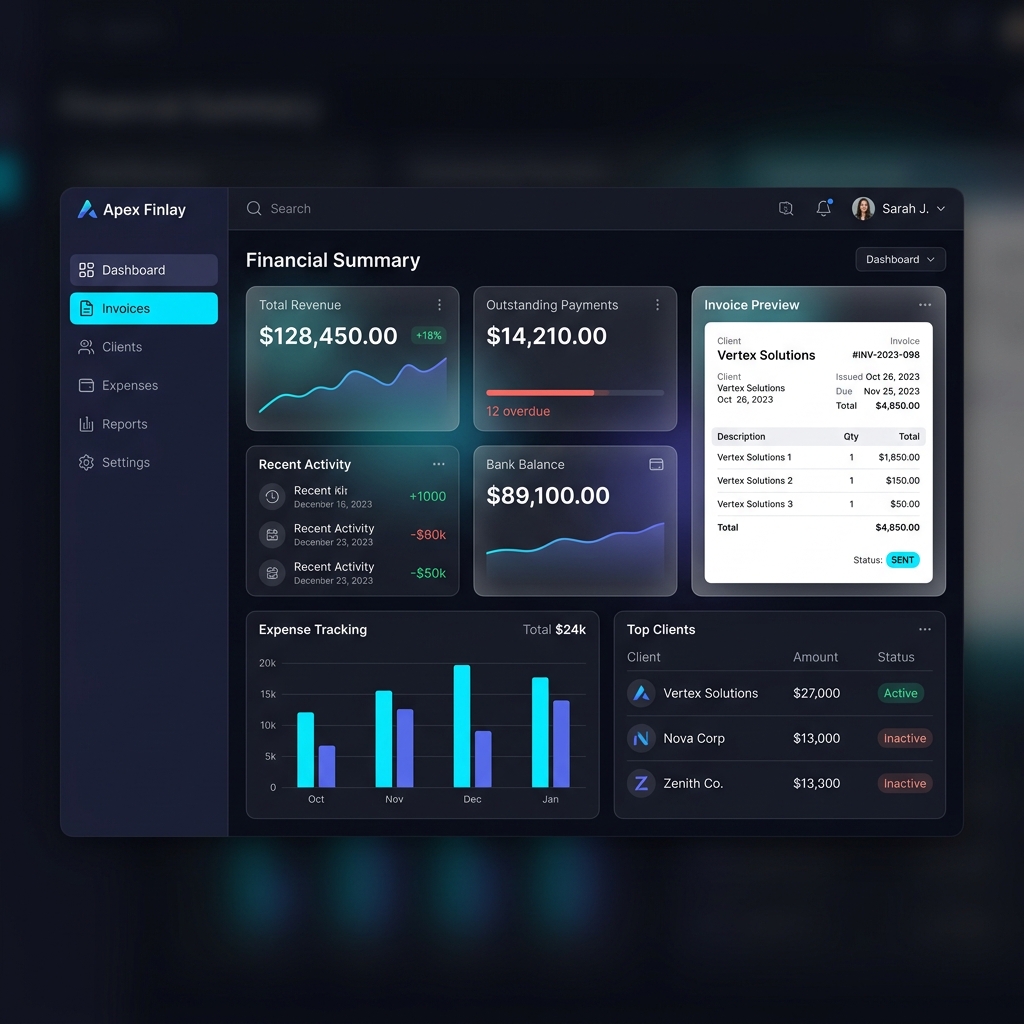 إدارة الأعمال والفوترة dashboard screenshot