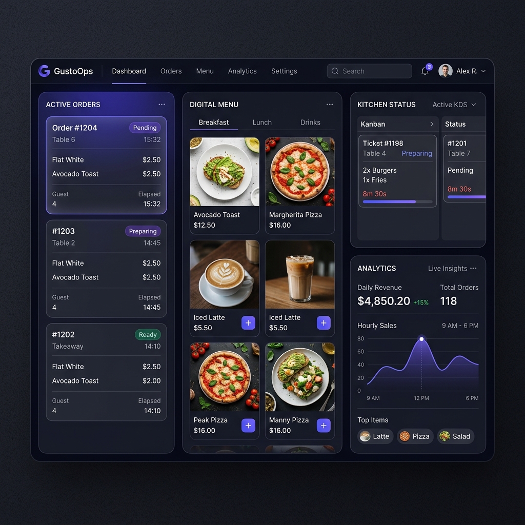 إدارة المقاهي والمطاعم dashboard screenshot